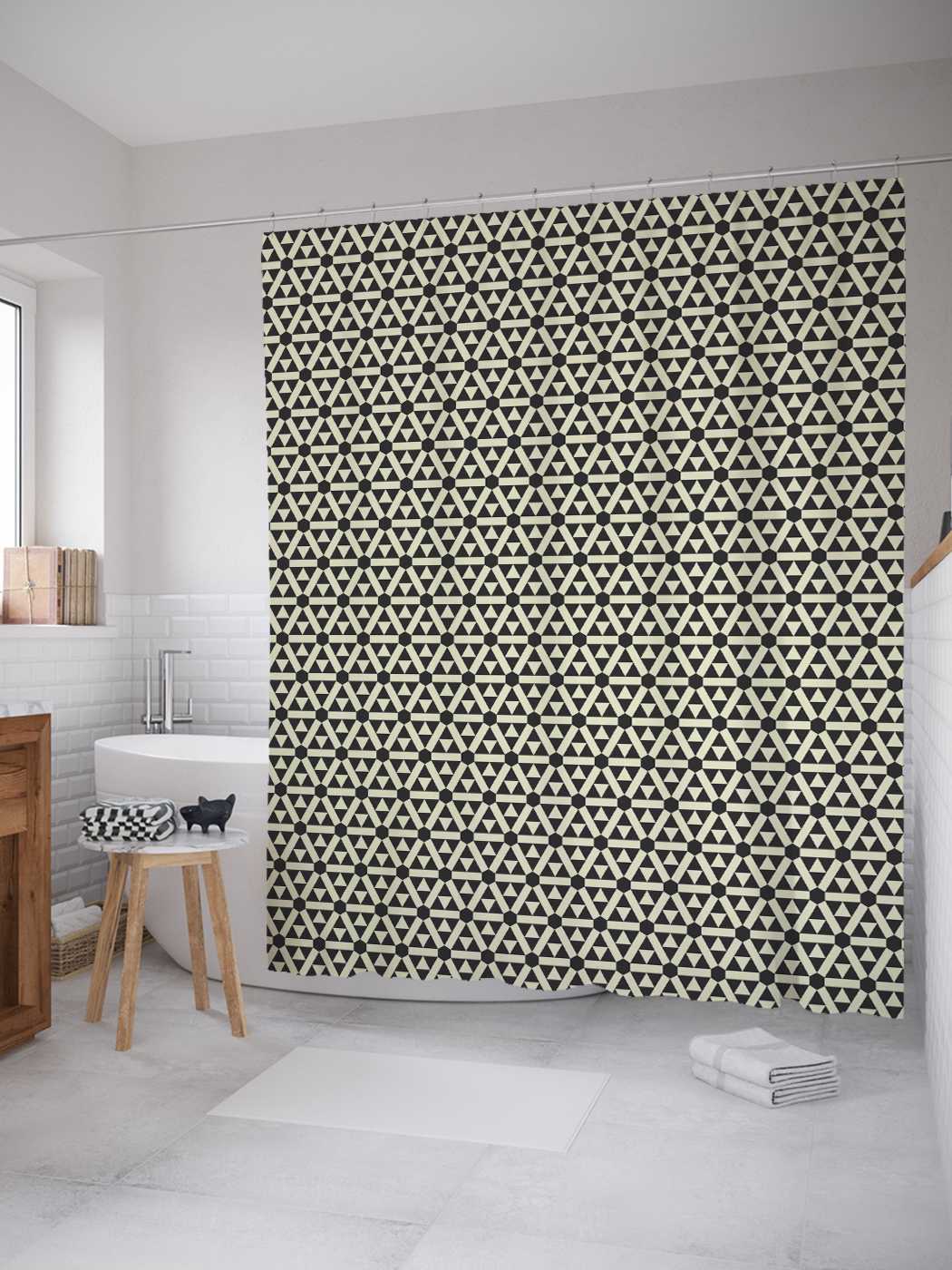 

Штора для ванной JoyArty "Ряды шестиугольников" из сатена, 180х200 см с крючками, Коричневый