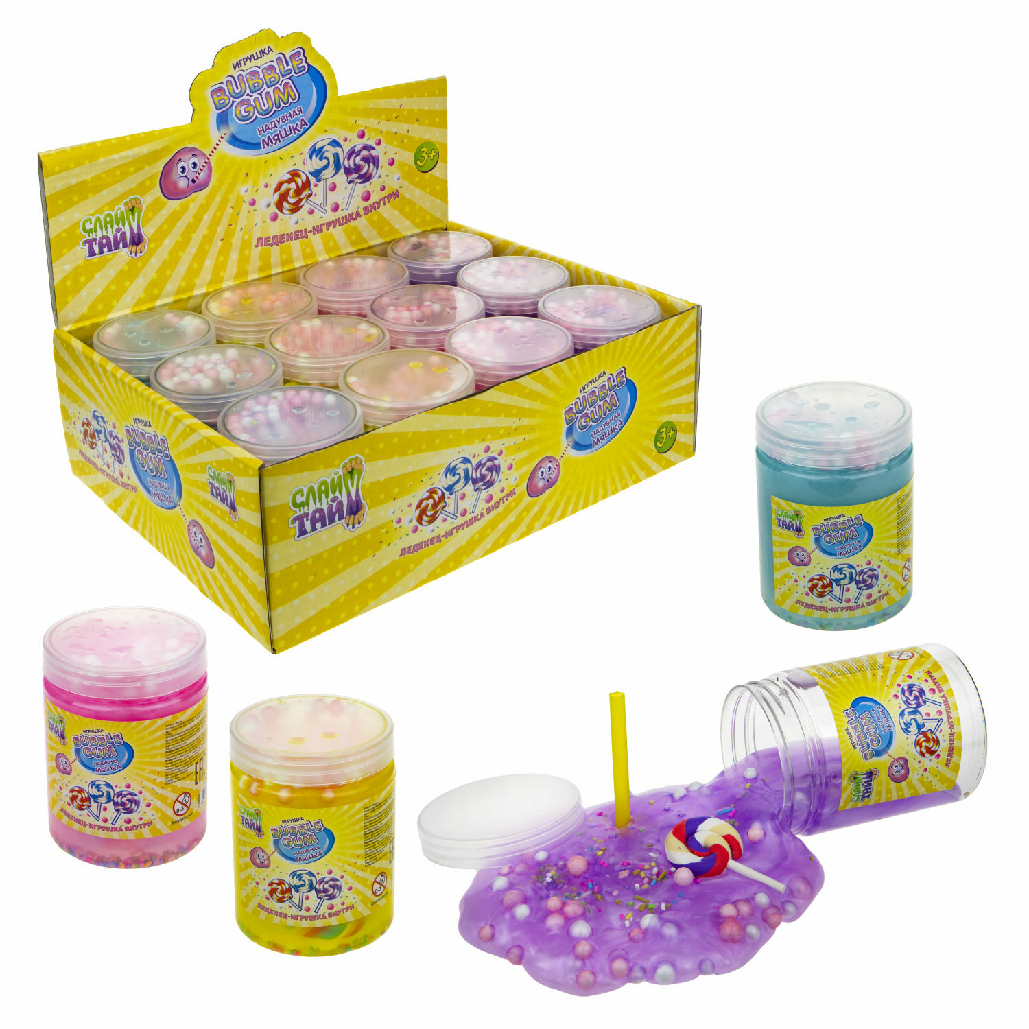 

Надувная мяшка с леденцом Слайм тайм. Bubble gum, 230 грамм 1Toy Т18362, Т18362