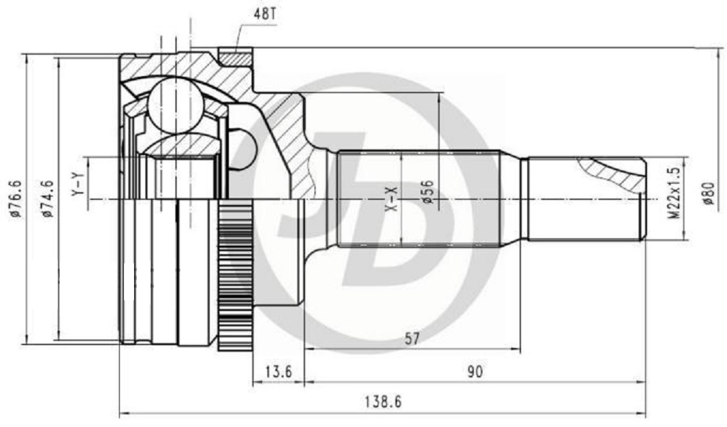 

JUST DRIVE JCT0132A ШРУС внешний ABS TO042A48