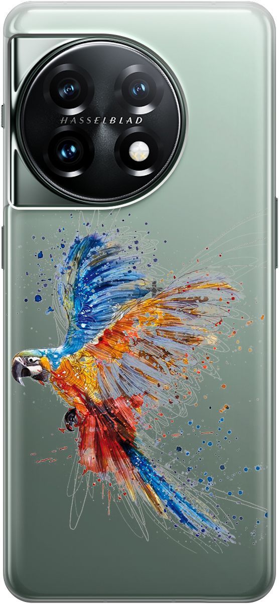 

Силиконовый чехол на OnePlus 11 с 3D принтом "Colorful Parrot" прозрачный, Прозрачный;голубой, 159477