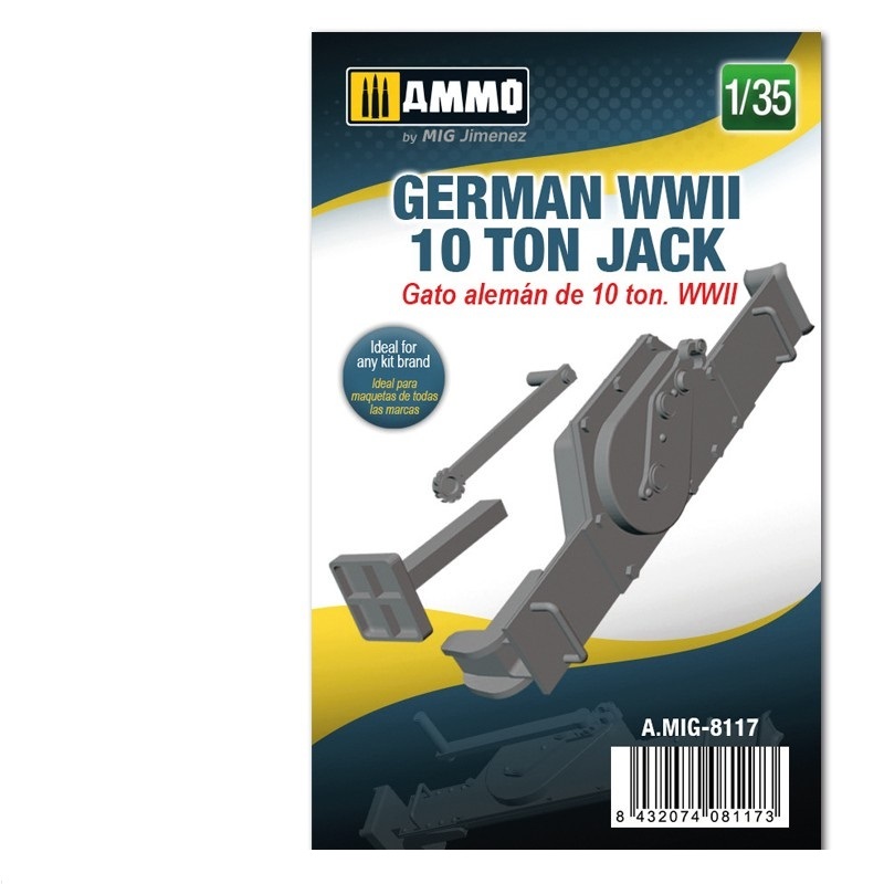 

AMIG8117 Ammo Mig Немецкий домкрат времен ВМВ грузоподъемность 10 тонн 1/35 German WWII