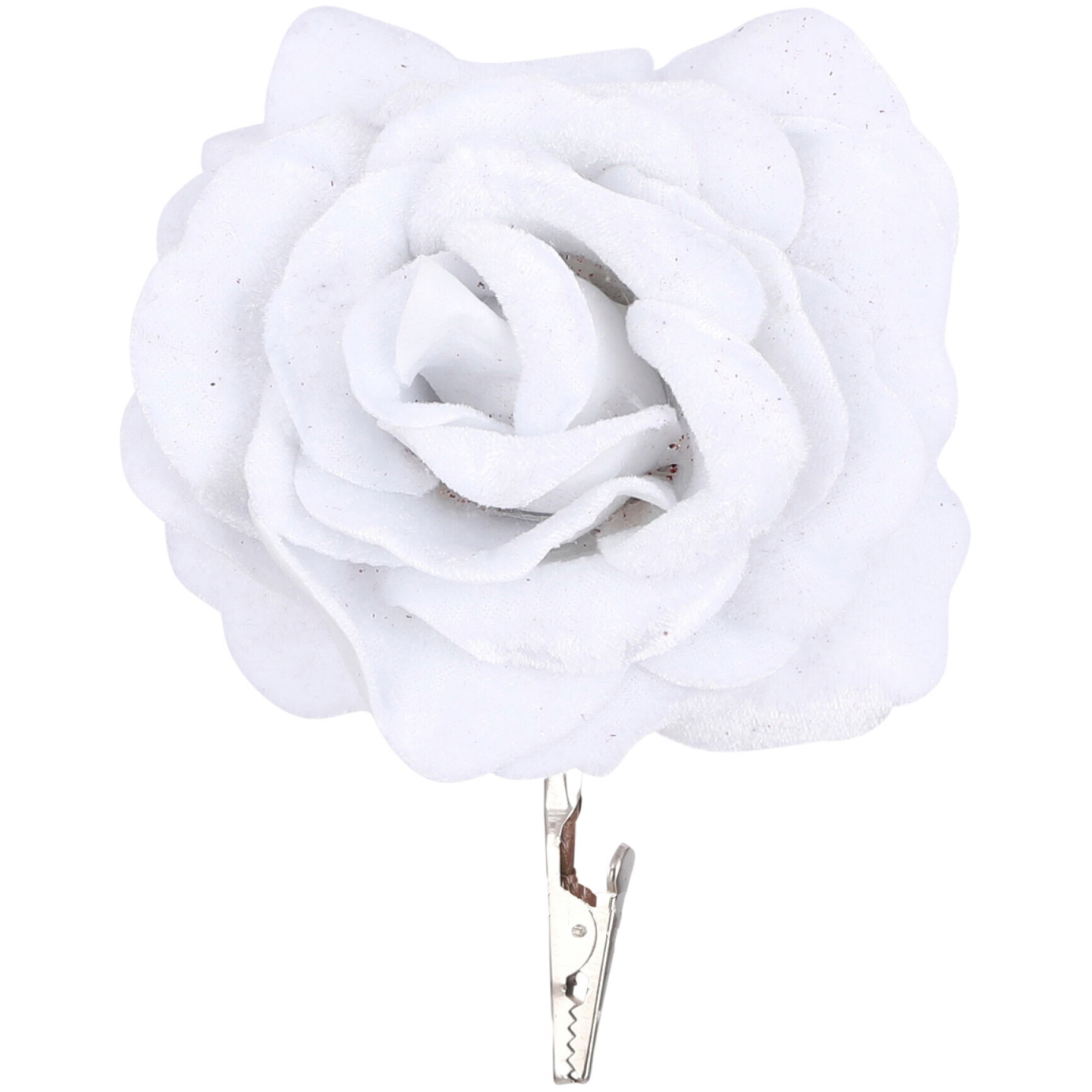 Елочная игрушка Edelman бархатная роза на клипсе 1075099 18 см 1 шт. белый
