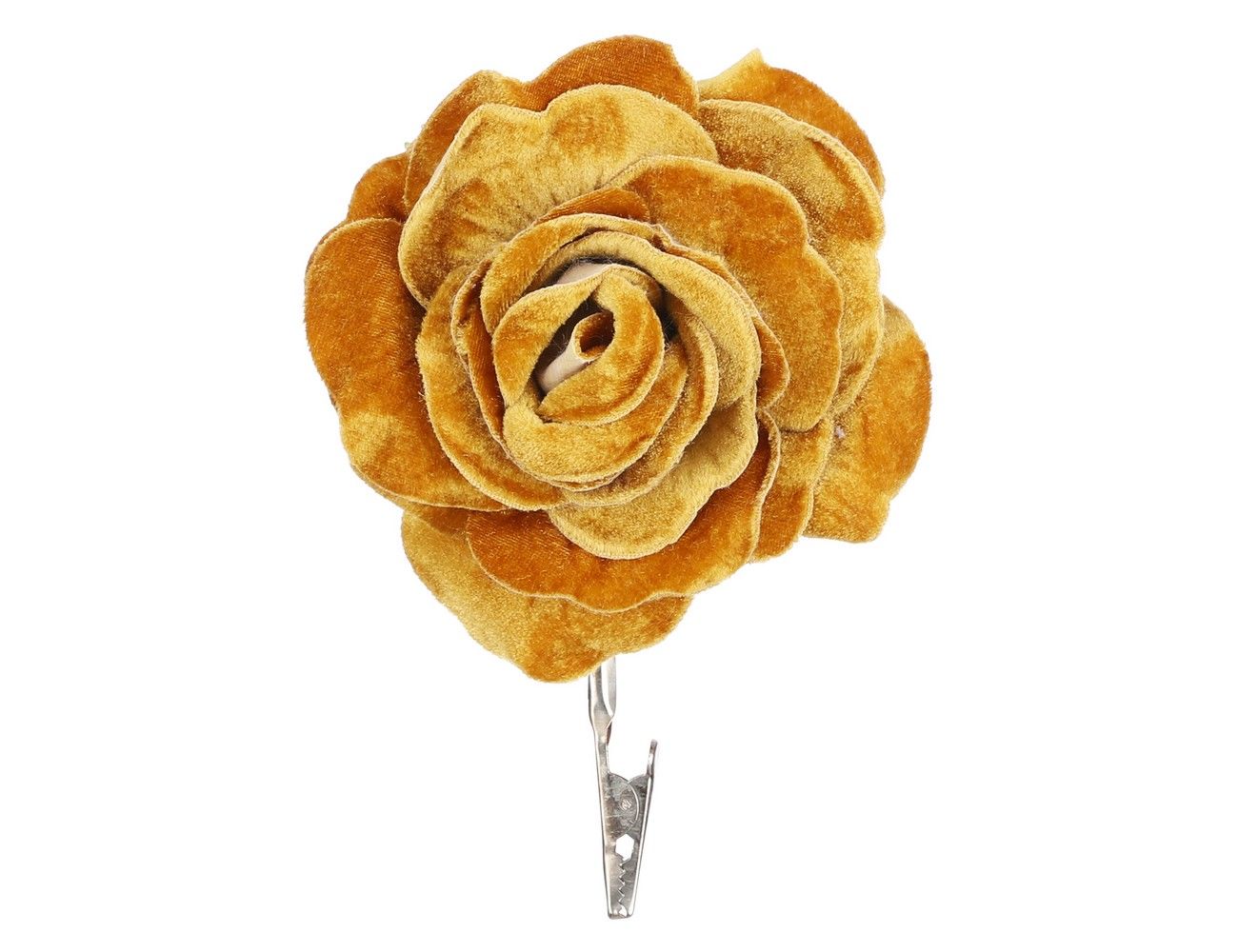 Елочная игрушка Edelman бархатная роза на клипсе 1075098 18 см 1 шт. золотистый