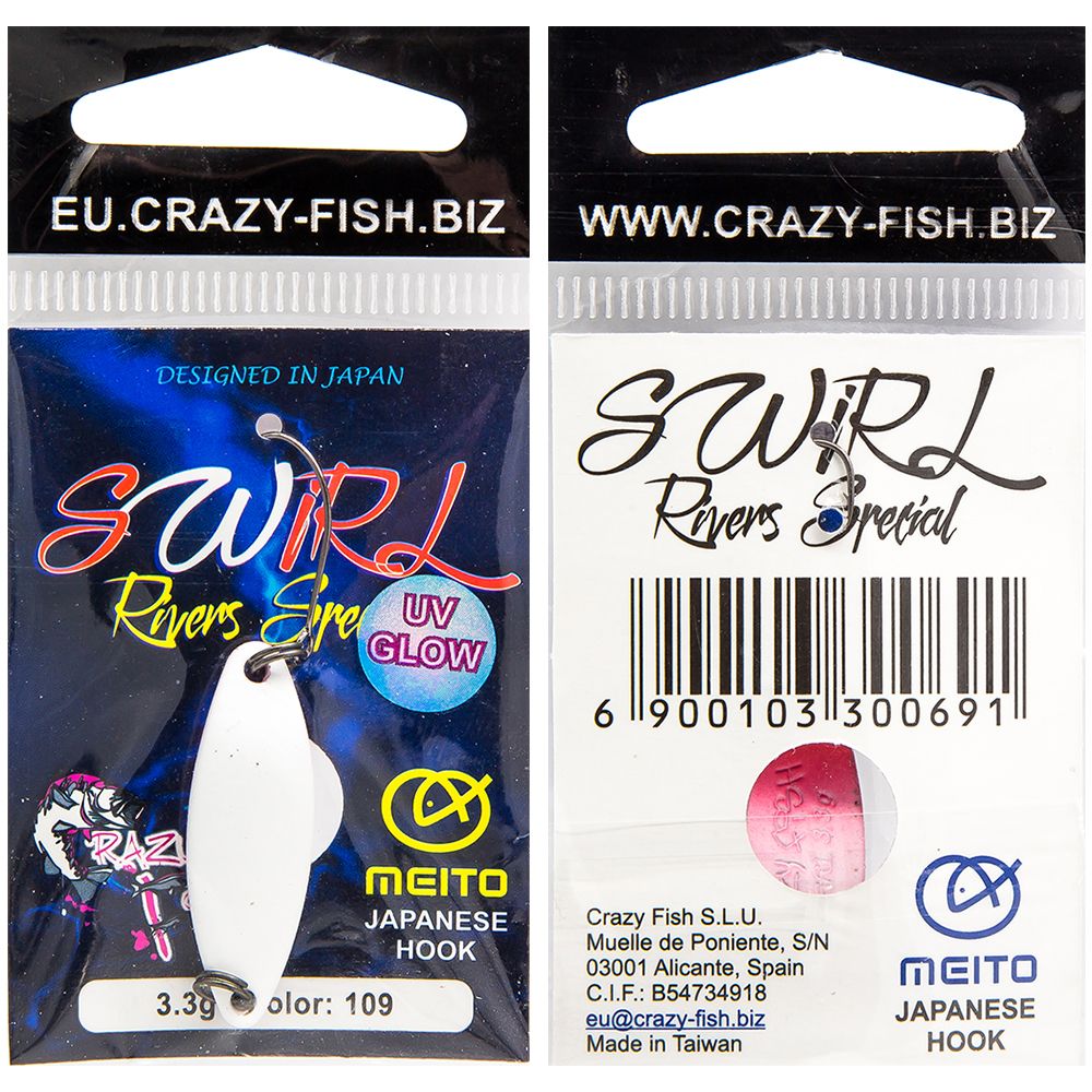 Блесна форелевая Crazy Fish Swirl 33 гр 31 мм 109 uv Glow 466₽