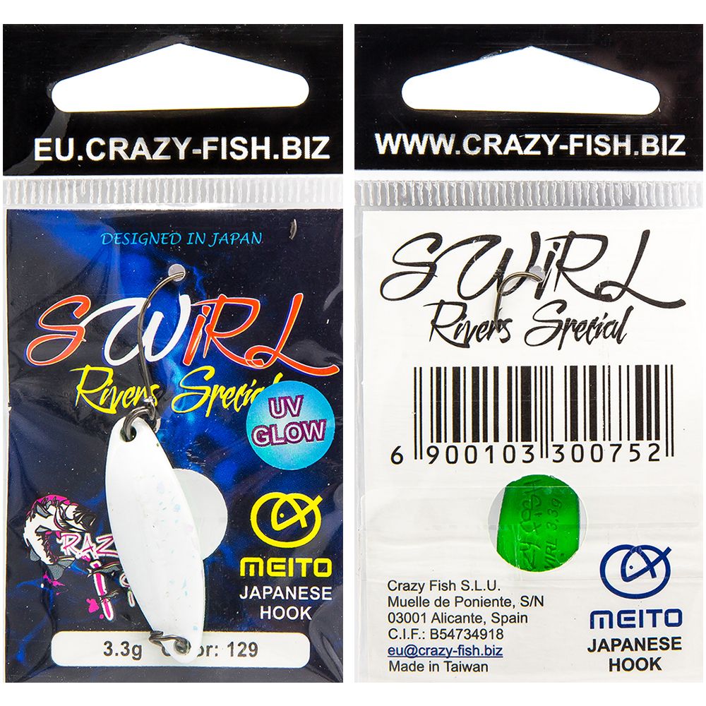 Блесна форелевая Crazy Fish Swirl 33 гр 31 мм 129 uv Glow 466₽