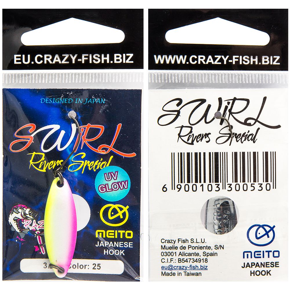 Блесна форелевая Crazy Fish Swirl 3.3 гр 31 мм 25 uv Glow