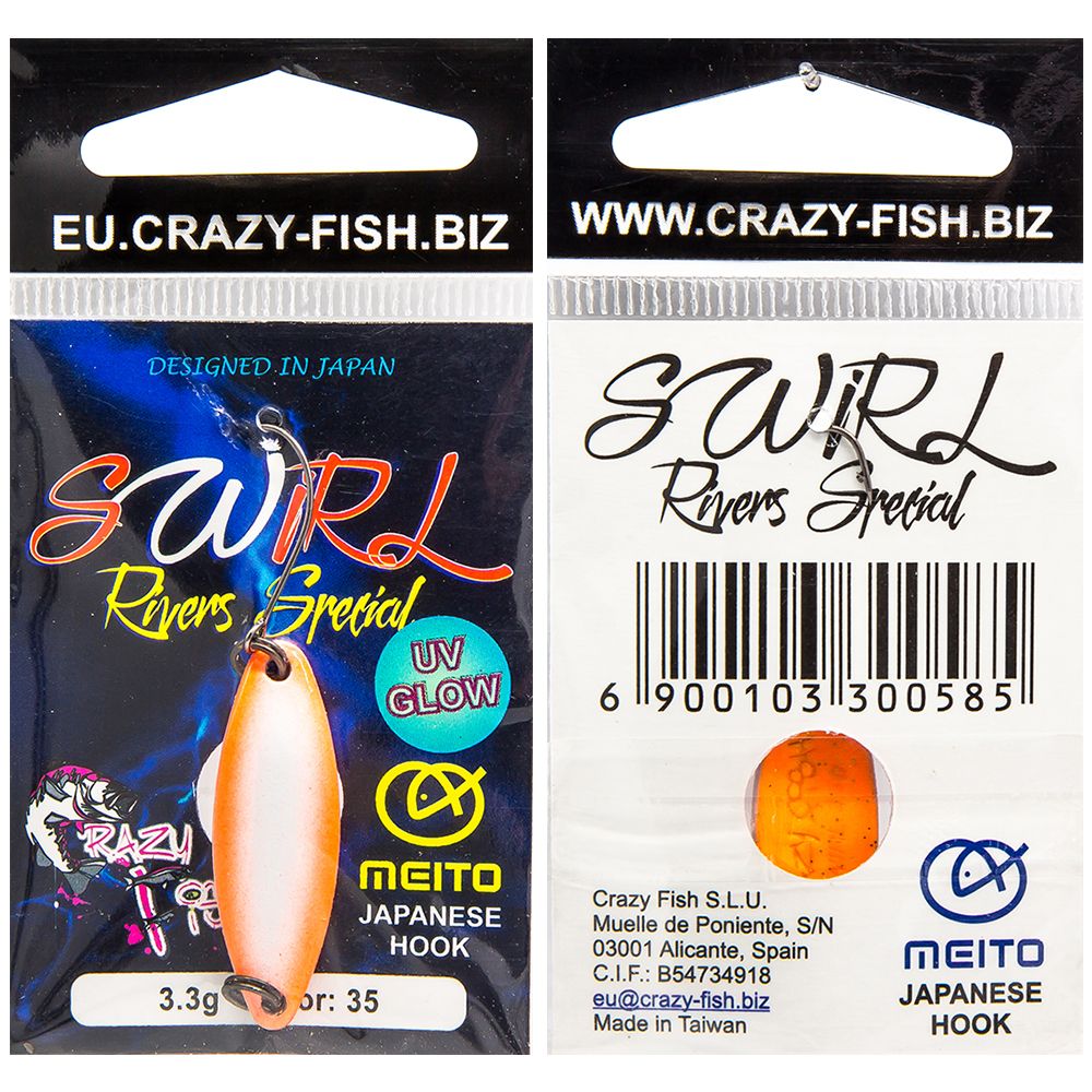 Блесна форелевая Crazy Fish Swirl 3.3 гр 31 мм 35 uv Glow