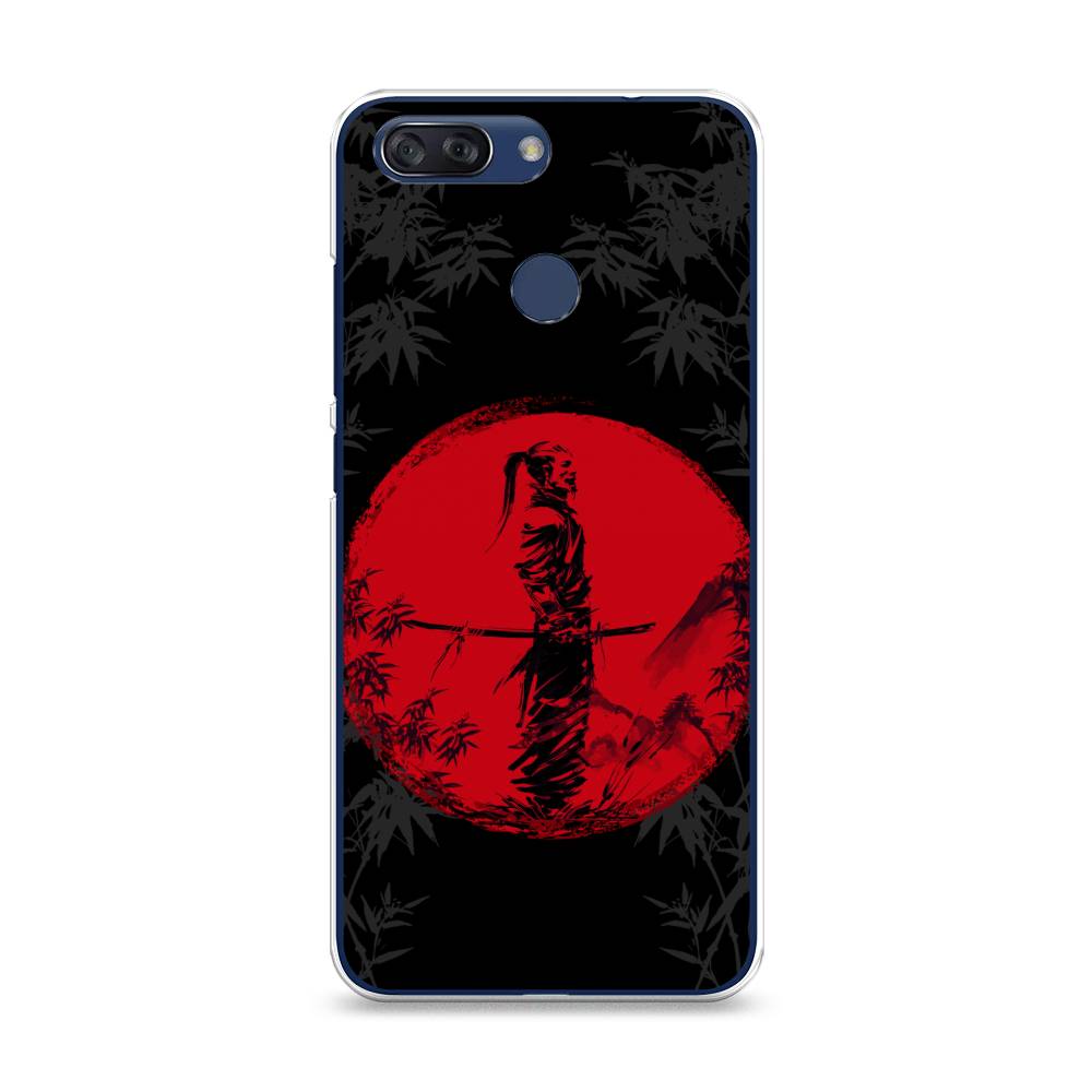 Чехол на ZTE Blade V9 Vita Самурай на красном фоне