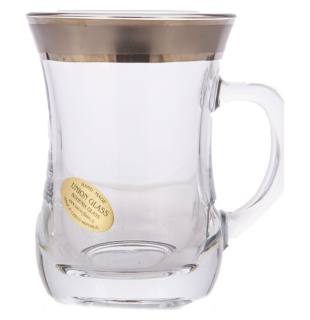 Набор чайных чашек 225 мл 6 шт UNION GLASS Матовая полоса платина 165066