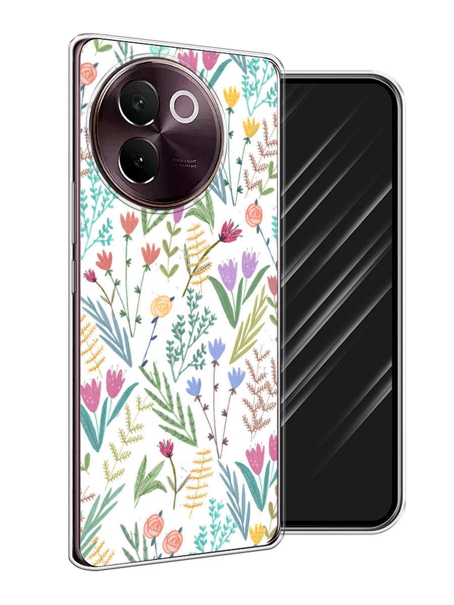 

Чехол Awog на Vivo V30e "Полевые цветы рисунок", Белый;зеленый, 2610550-1