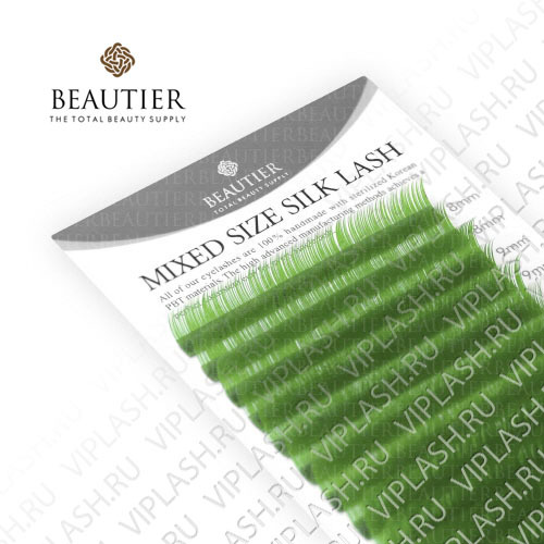 

Ресницы Beautier silk Light Green mix D 0.20 8-16 мм