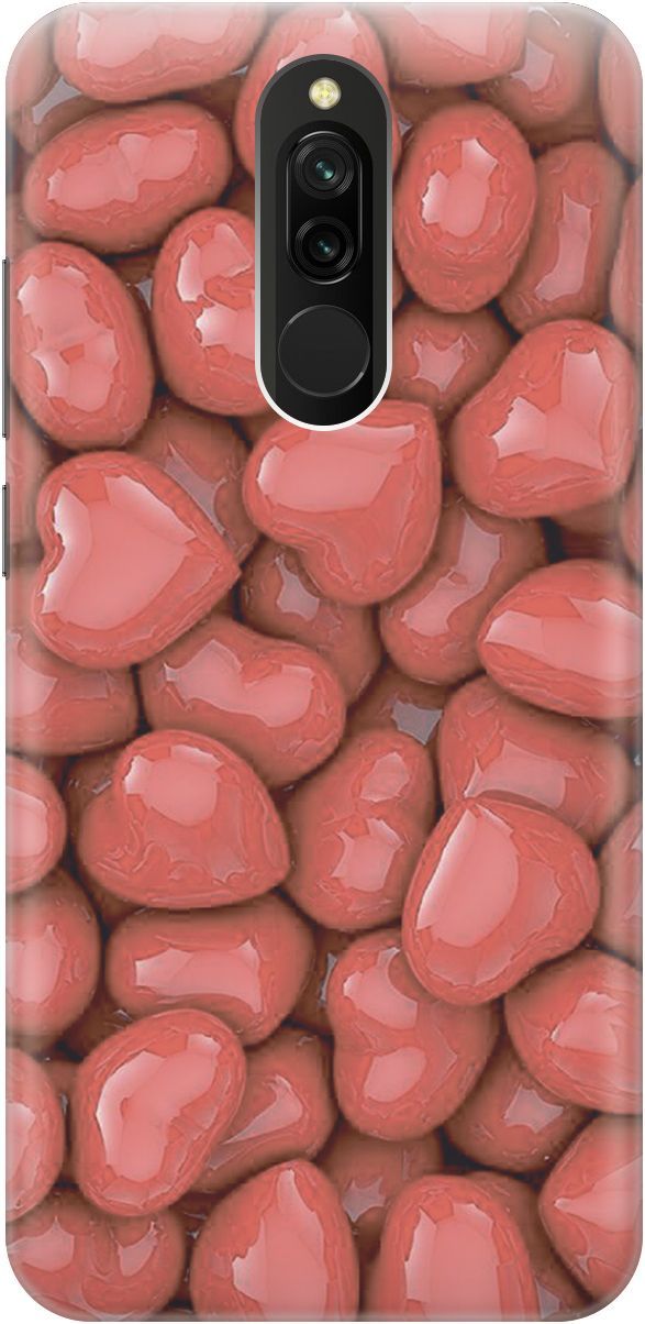 

Силиконовый чехол на Xiaomi Redmi 8 "Красные сердечки", Красный, 4127
