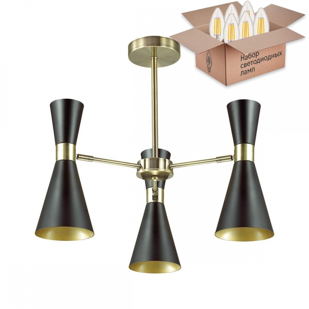 

Потолочная люстра с лампочками Lumion Quinn 3662/3C+Lamps E14 Свеча