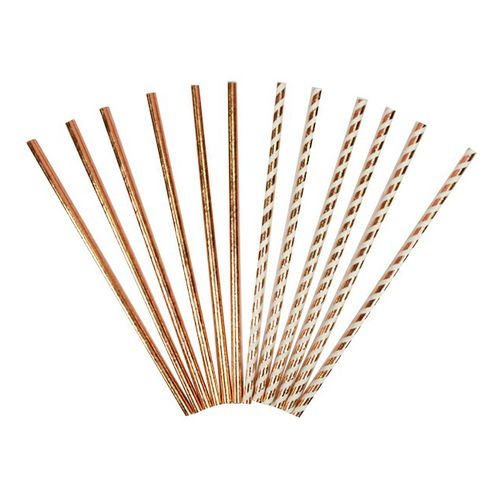 

Трубочки ПатиБум Rose Gold для коктейля бумажные цветные 12 шт
