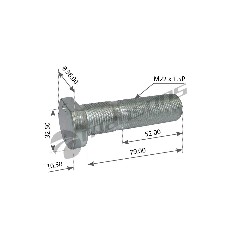 

Болт колеса MB передний М22x1.5x90,5/80/55