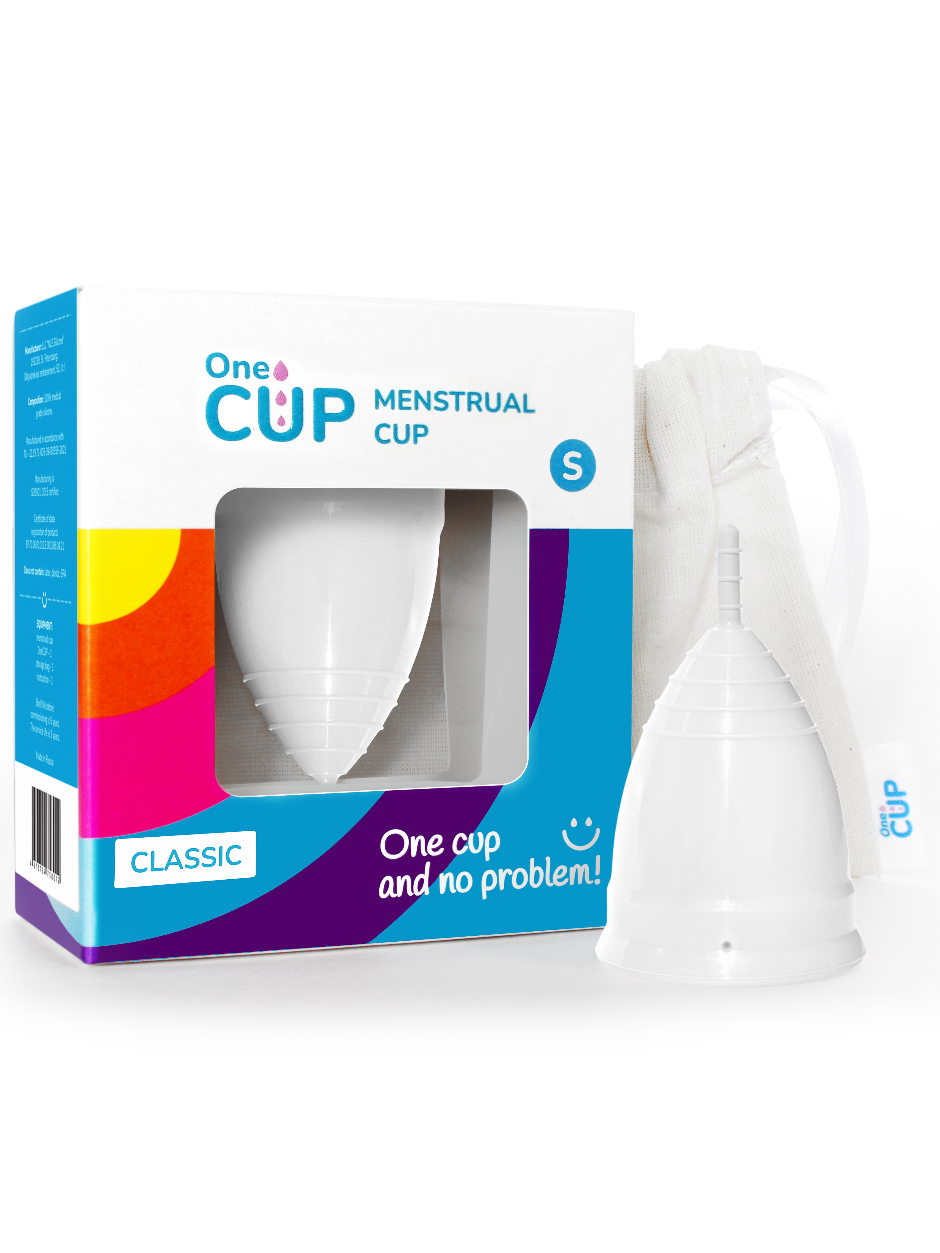 Менструальная чаша OneCUP Classic белая размер S сказки на русском и французском языках