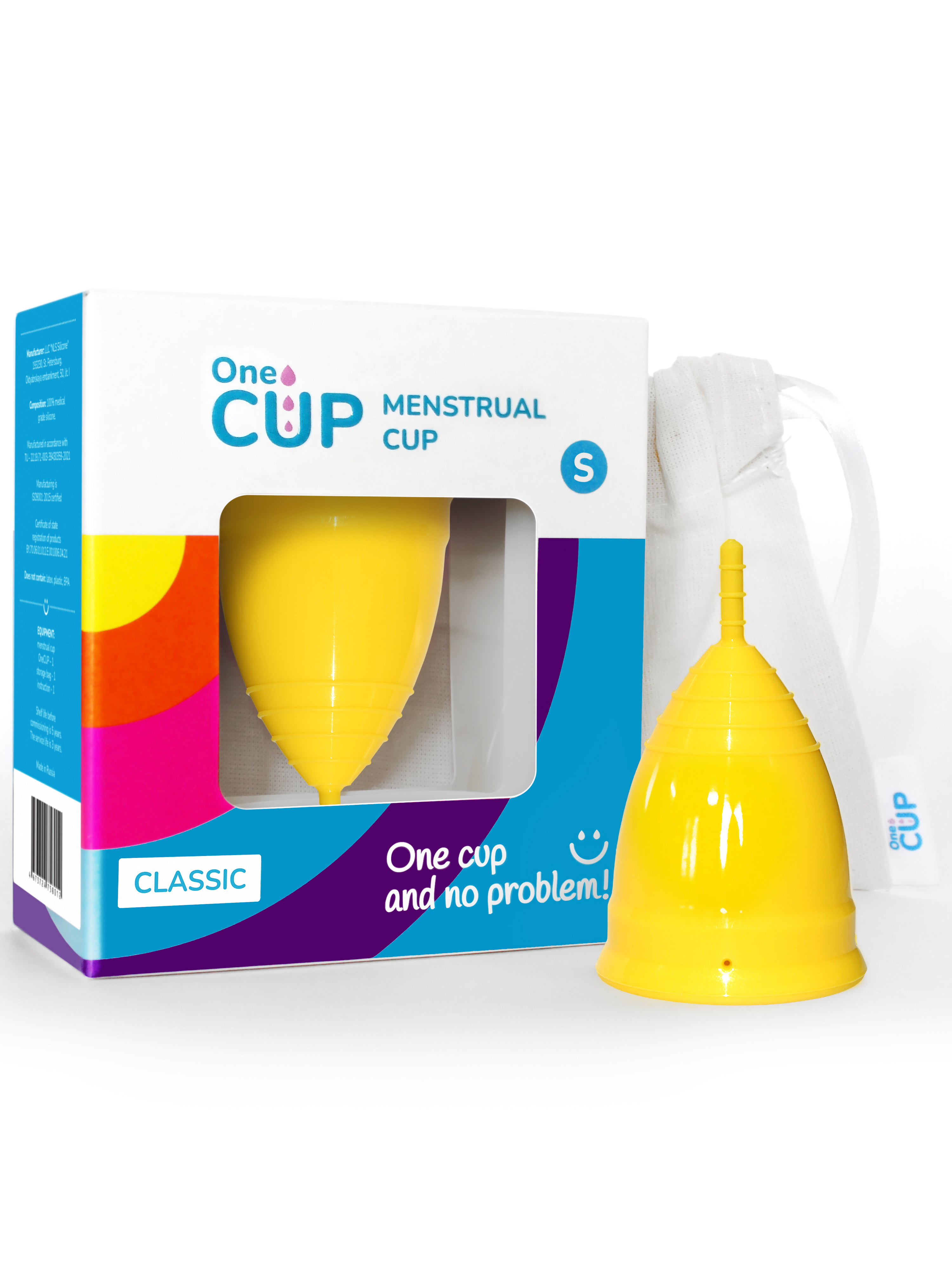 Менструальная чаша OneCUP Classic желтая размер S менструальная чаша clarity cup l розовый