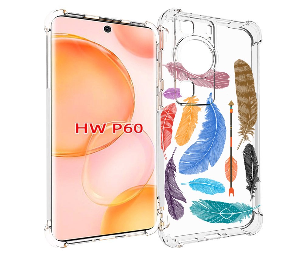 

Чехол MyPads разноцветные перья для Huawei P60, Tocco