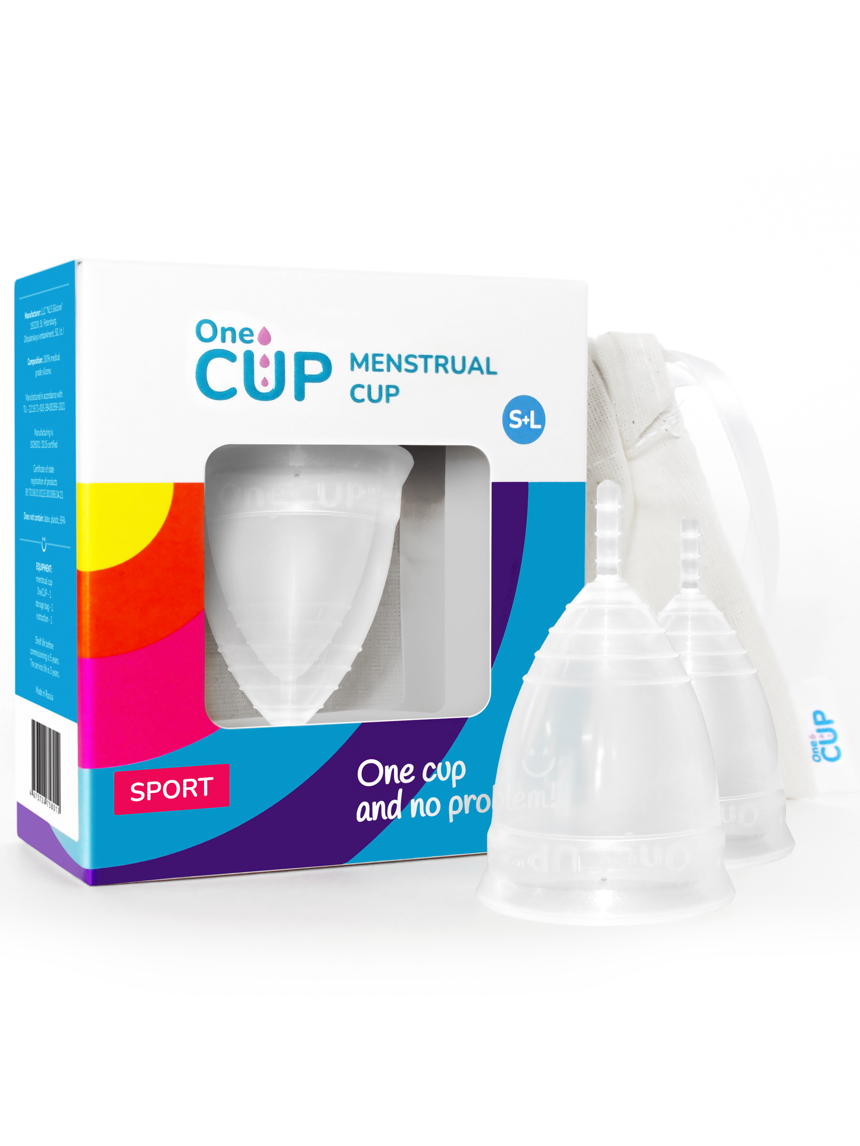 Набор менструальных чаш OneCUP SPORT прозрачный размеры S и L