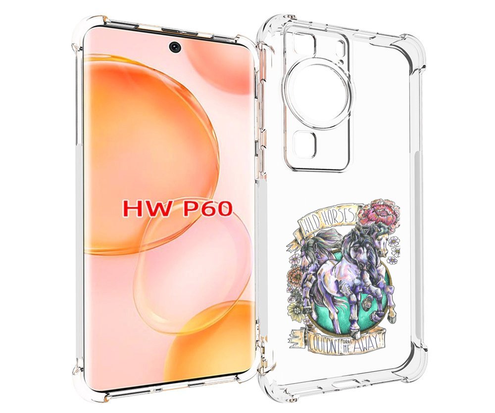 

Чехол MyPads рисунок коней в цветах для Huawei P60, Tocco