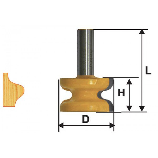 Фреза по дереву кромочная фигурная O41.3х25.4 твердосплав ц/хв 12 ЭНКОР бокс