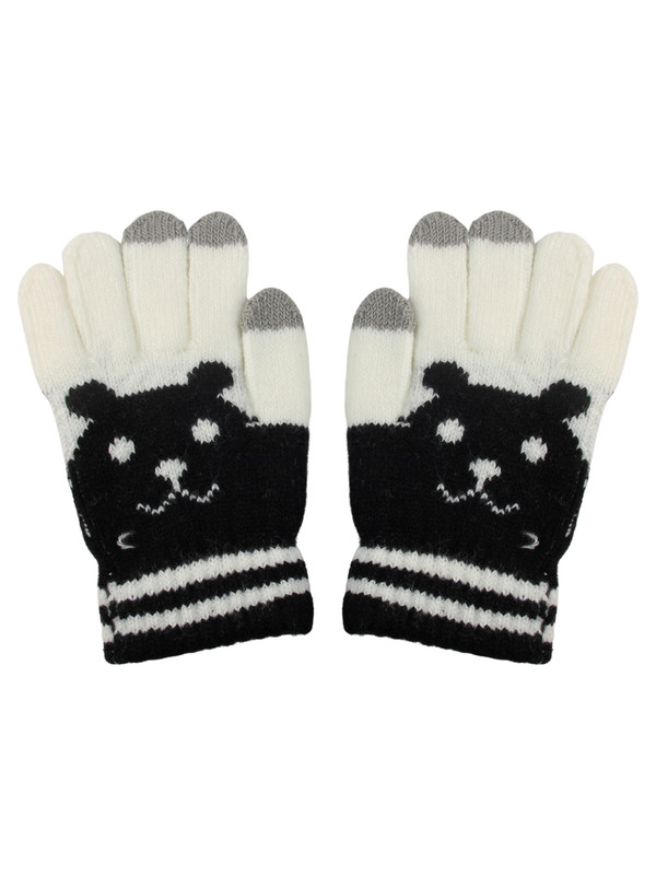 Перчатки детские Little Mania ZW-ANG117, чёрный, молочный, серый, 13 ботинки лыжные winter star classic sns р 37 чёрный лого серый