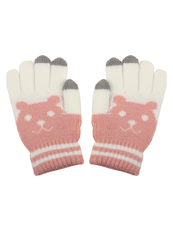 Перчатки детские Little Mania ZW-ANG117, розовый, молочный, серый, 13