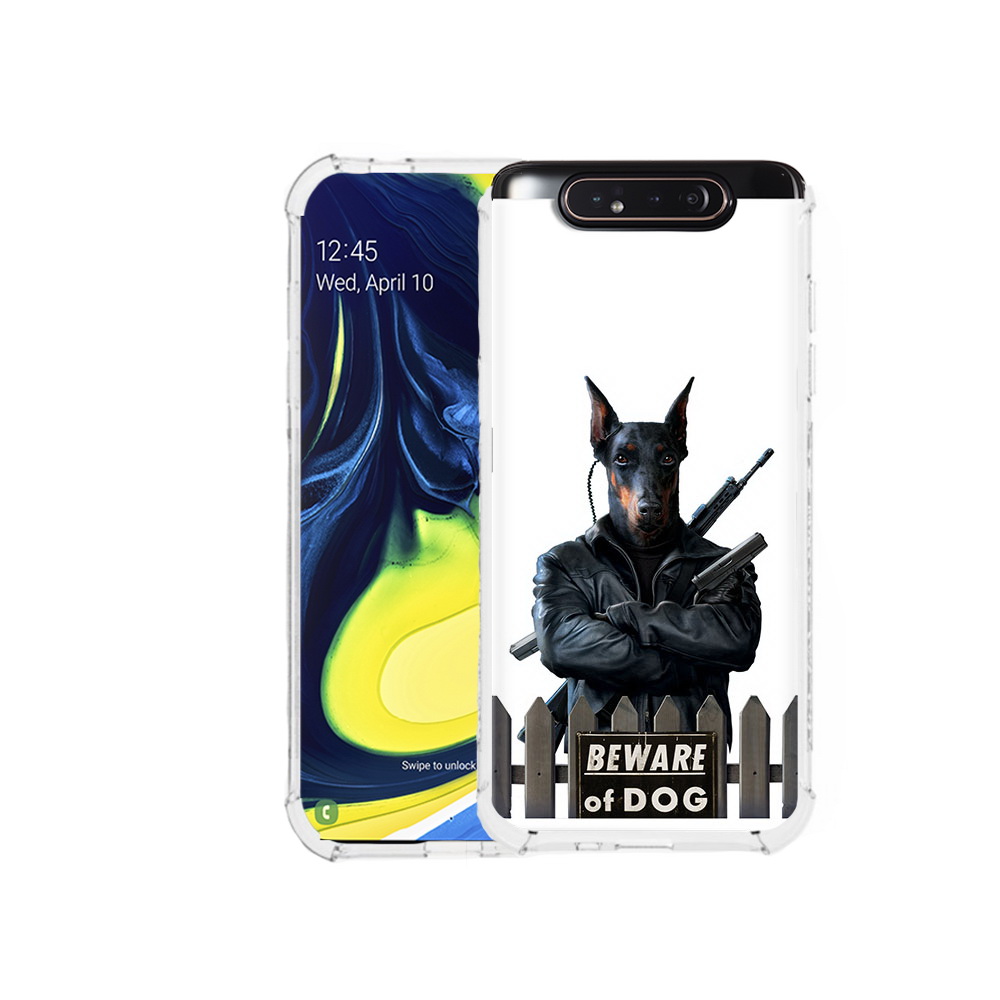 

Чехол MyPads Tocco для Samsung Galaxy A80 доберман (PT128473.599.332), Прозрачный, Tocco