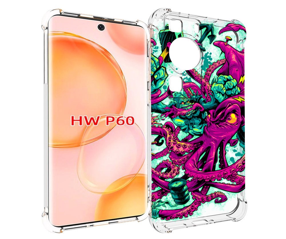 

Чехол MyPads фиолетовый кракен для Huawei P60, Tocco