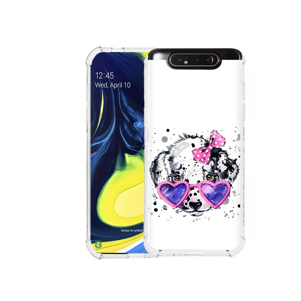 

Чехол MyPads Tocco для Samsung Galaxy A80 долматинец в очках (PT128473.599.337), Прозрачный, Tocco