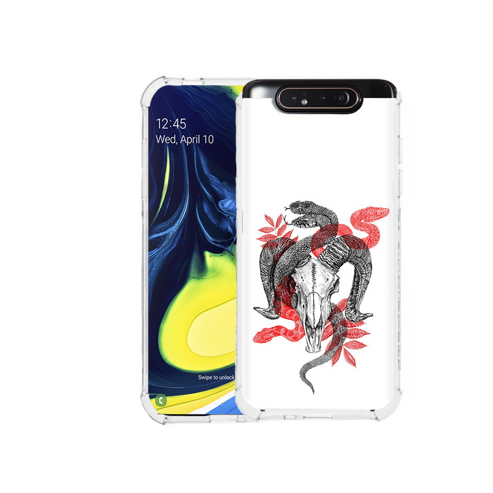 

Чехол MyPads Tocco для Samsung Galaxy A80 змея в черепе рисунок (PT128473.599.365), Прозрачный, Tocco