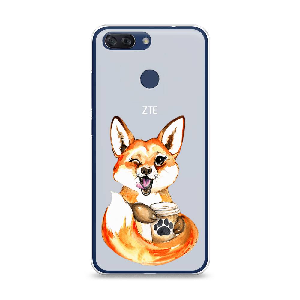 

Чехол на ZTE Blade V9 Vita "Подмигивающая лиса с кофе", Оранжевый;белый;коричневый, 132550-4