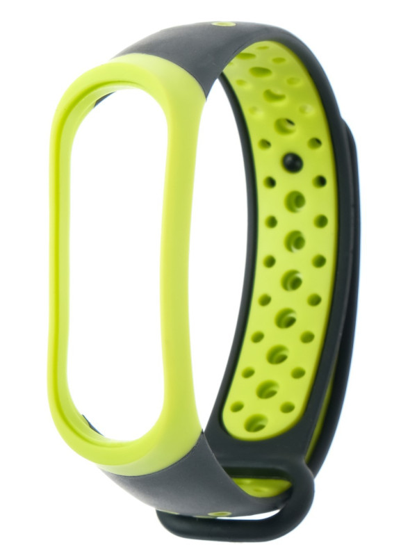 Ремешок Luazon для Xiaomi Mi Band 3 / 4 Perforated Black-Green 4780574 разноцветный