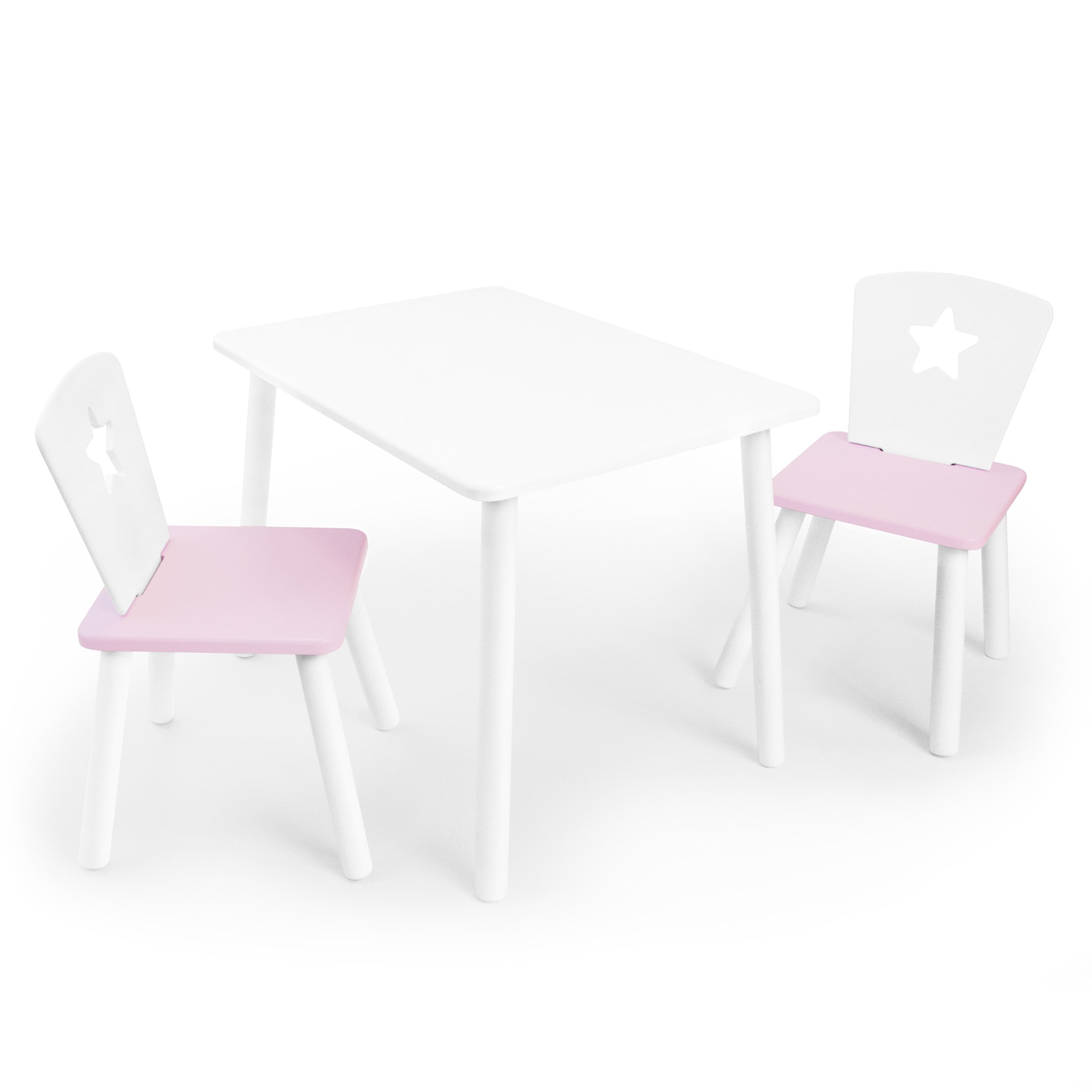 фото Детский комплект rolti baby стол и два стула «звезда» (белый/лаванда, массив березы/мдф)
