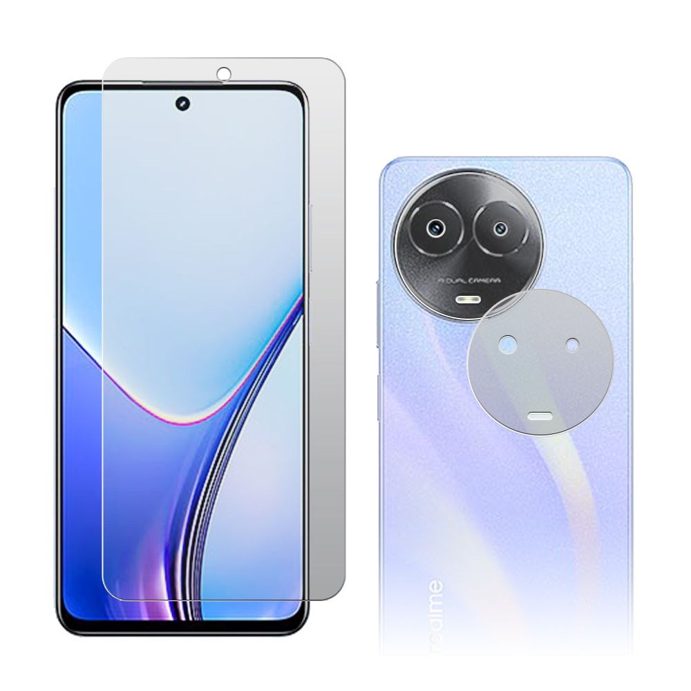

Стекло защитное гибридное МАТОВОЕ Krutoff для Realme V50s + защита камеры (2шт.)