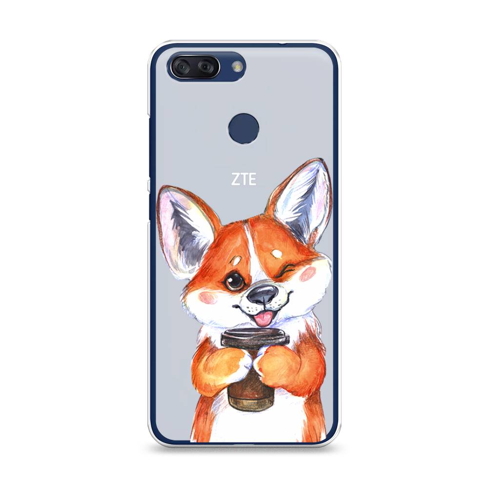 

Чехол на ZTE Blade V9 Vita "Корги с кофе", Оранжевый;белый, 132550-4