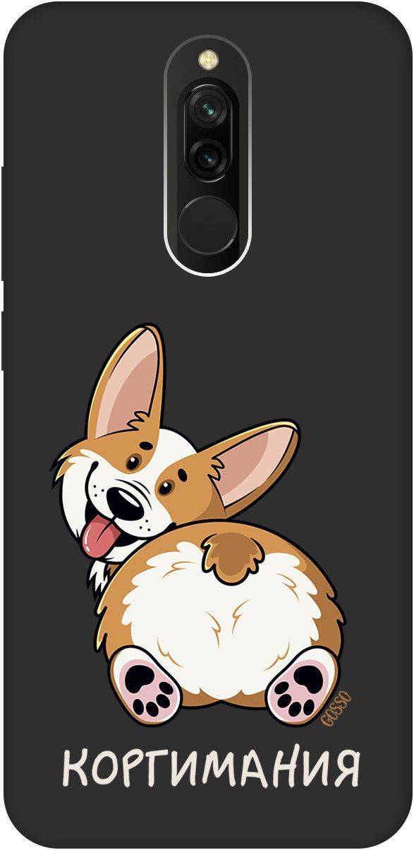 

Матовый чехол на Xiaomi Redmi 8 "CorgiMania" черный, Черный;бежевый, 2619