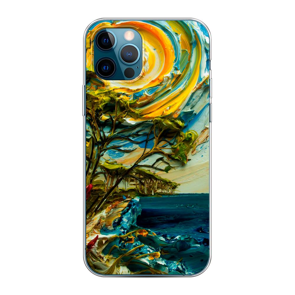 

Чехол на Apple iPhone 12 "Солнце живопись", Желтый;синий, 12850-4