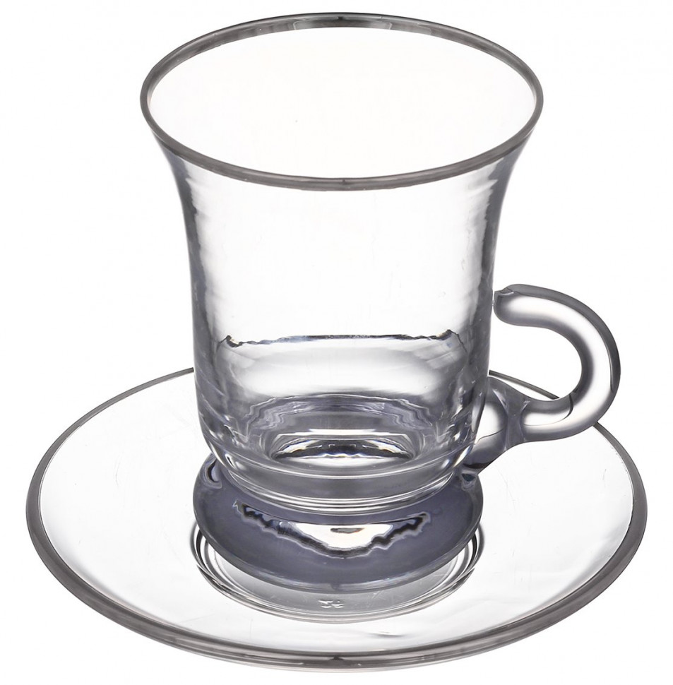 

Набор кофейных пар 120 мл 6 шт Art Design Платиновый ободок 307682, Прозрачный, Платиновый ободок