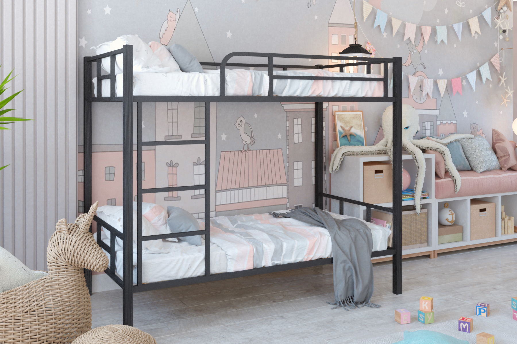 Кровать детская подростковая Урбан Мебель Двухъярусная спальное место 160х80 в черный