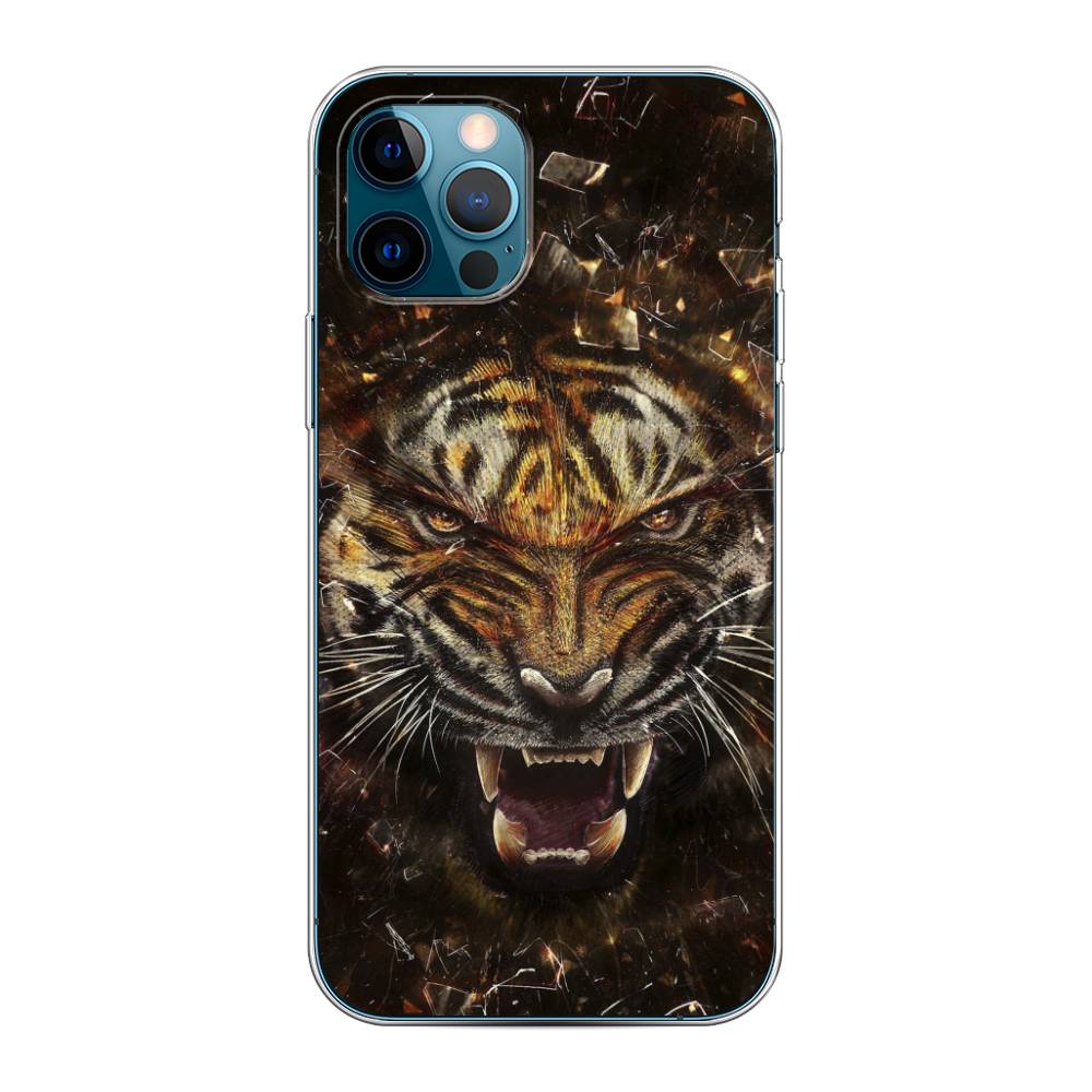 

Чехол на Apple iPhone 12Тигр осколки, Оранжевый;серый;черный, 12850-1
