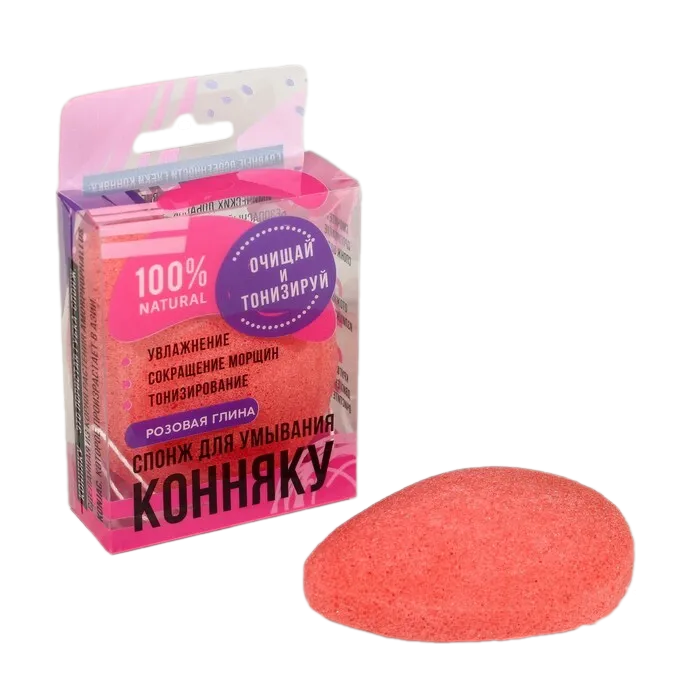 

Спонж конняку для умывания Beauty Fox натуральный с экстрактом розовой глины, Розовый