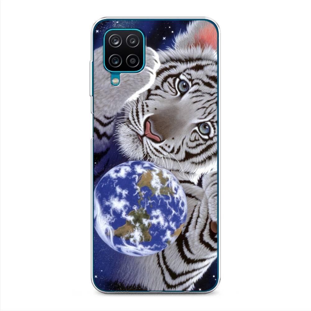

Чехол на Samsung Galaxy A12 "Тигренок и Земля", Синий;белый;черный, 2101650-1
