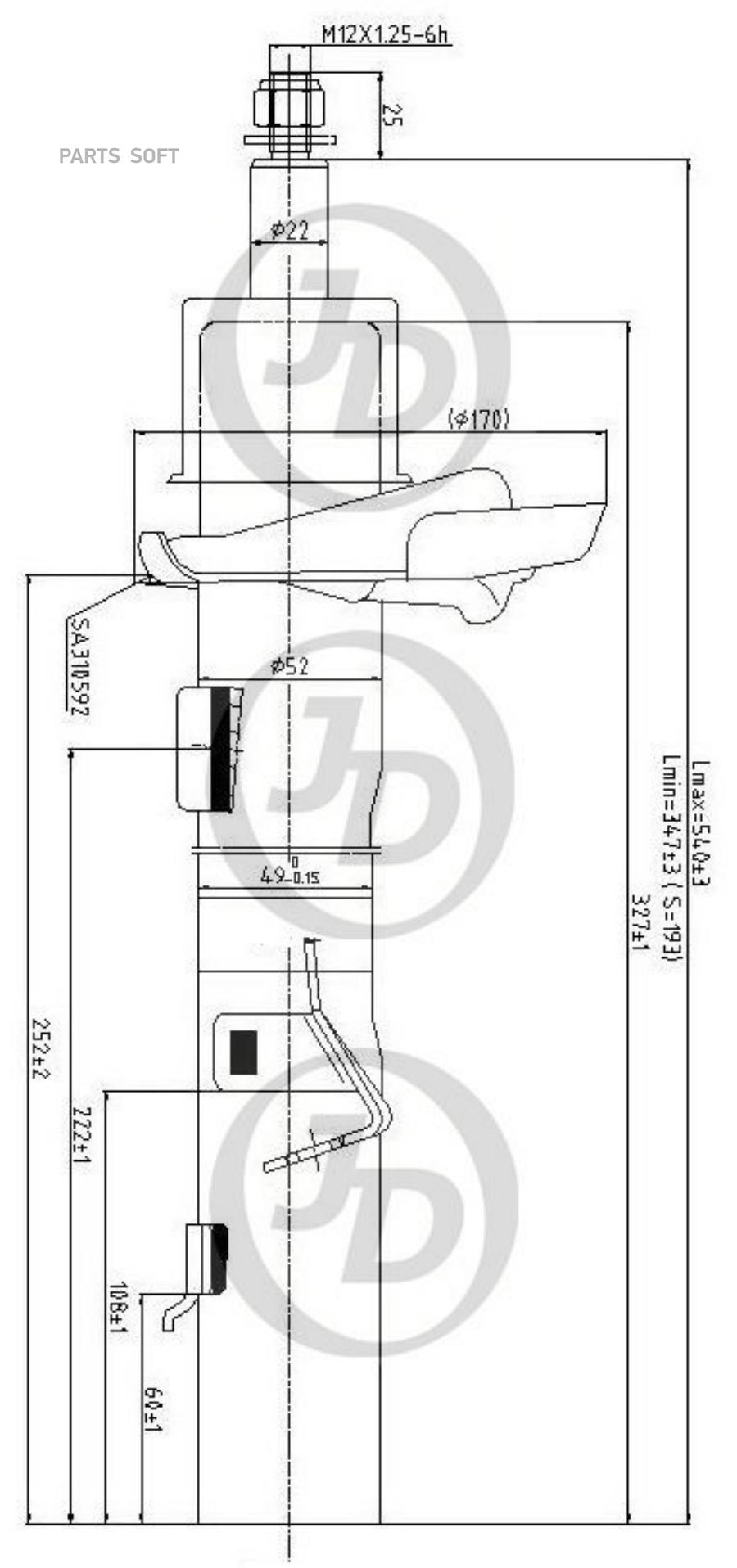 

Стойка Газомасляная Передняя Левая /334841/ Just Drive арт. JAS0245