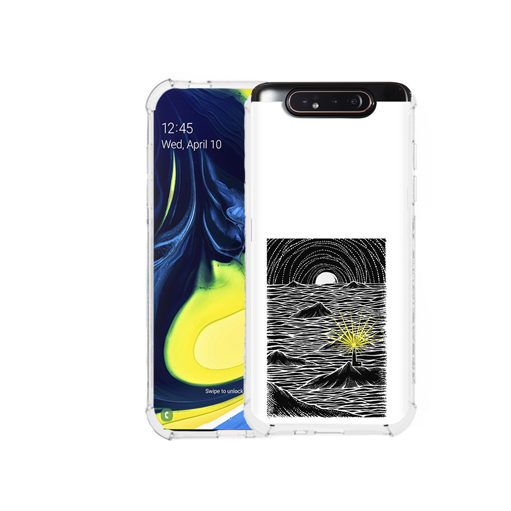

Чехол MyPads Tocco для Samsung Galaxy A80 маяк в черно белом море (PT128473.599.460), Прозрачный, Tocco
