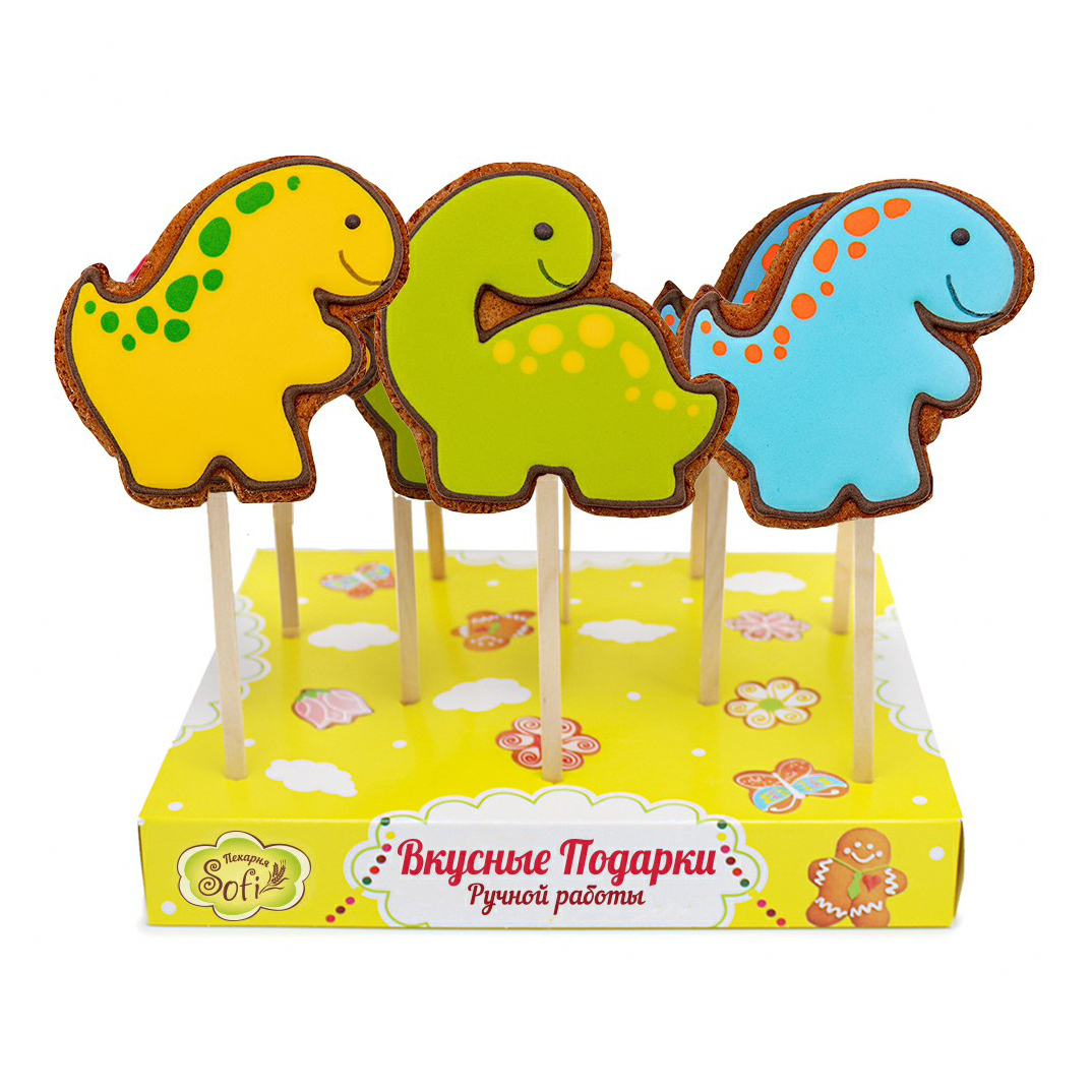 

Пряник Пекарня Sofi Дино на палочке имбирно-медовый 45 г в ассортименте