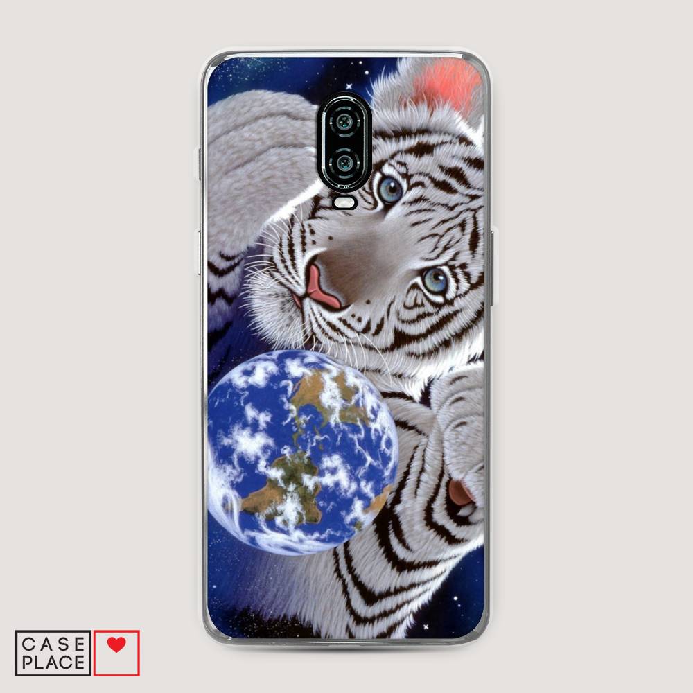 

Чехол на Oneplus 6T "Тигренок и Земля", Синий;белый;черный, 150650-1