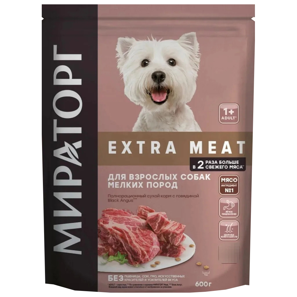 Сухой корм для собак Мираторг Extra Meat с говядиной Black Angus, 0,6 кг