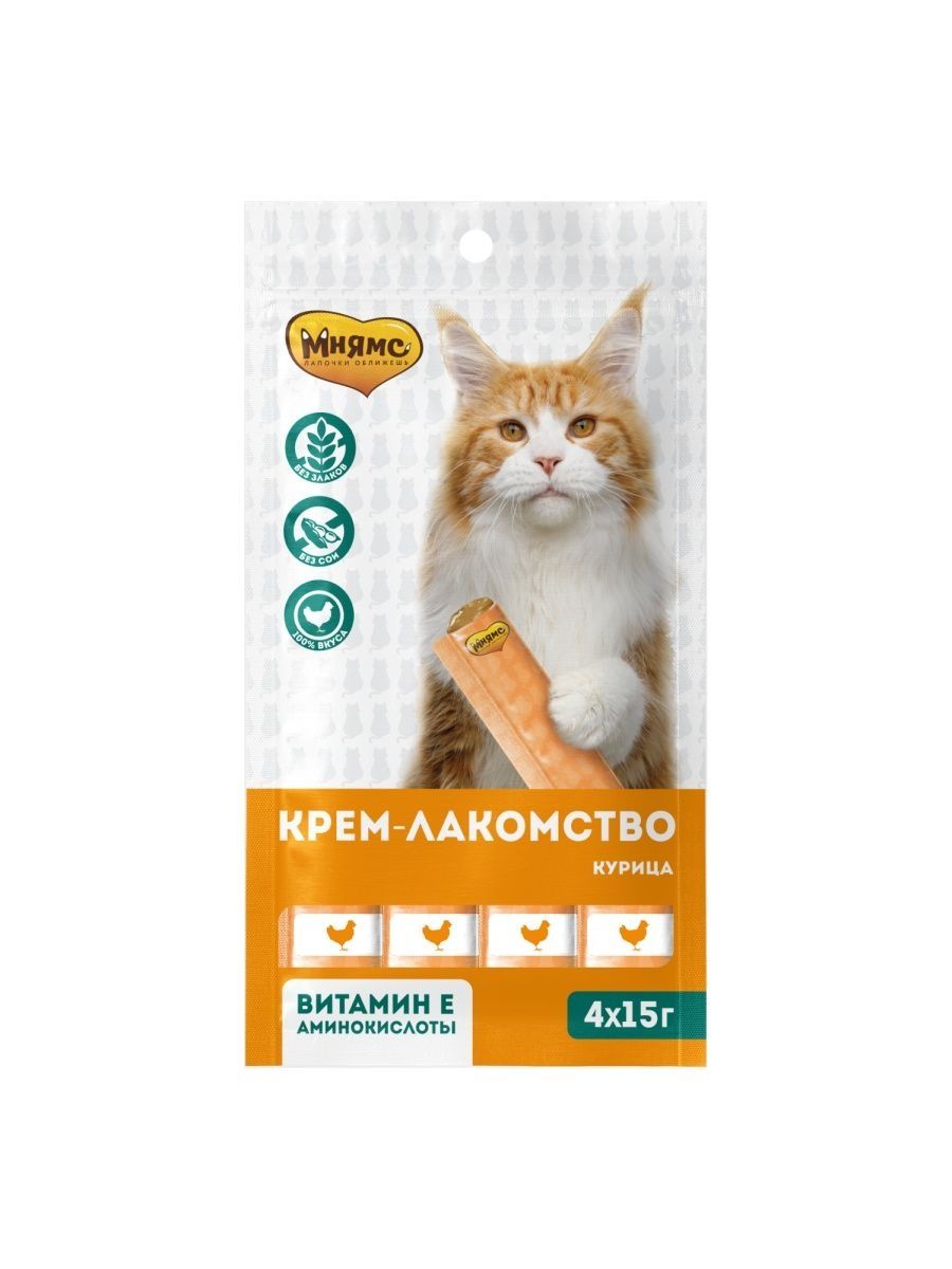 

Лакомство для кошек Мнямс крем с курицей, 4*15г