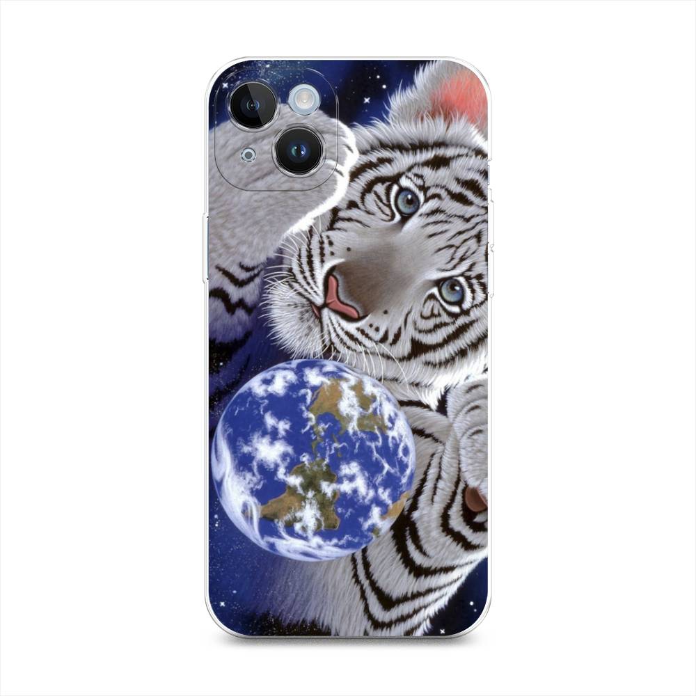 

Чехол на Apple iPhone 14 Plus "Тигренок и Земля", Синий;белый;черный, 15350-1